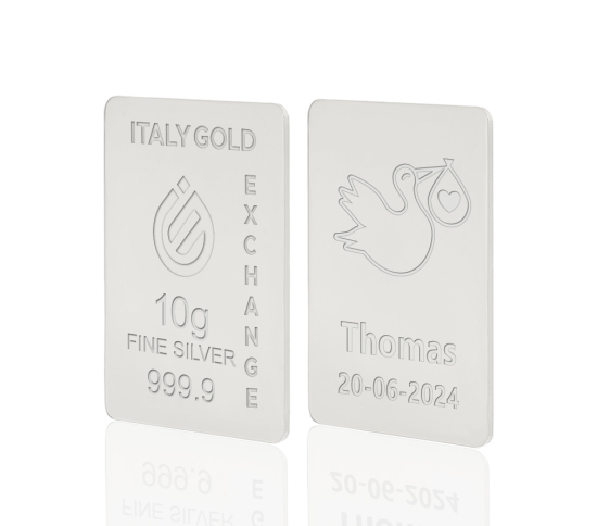 Silver ingot 10gr. for baby birth IGE GOLD