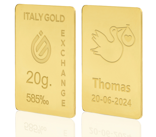 14 Karat Geburtsgeschenk Goldbarren aus 20 g IGE GOLD