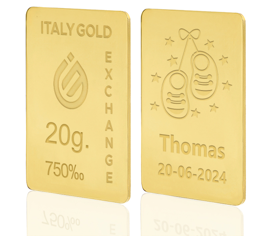 18 Karat Geburtsgeschenk Goldbarren aus 20 g IGE GOLD