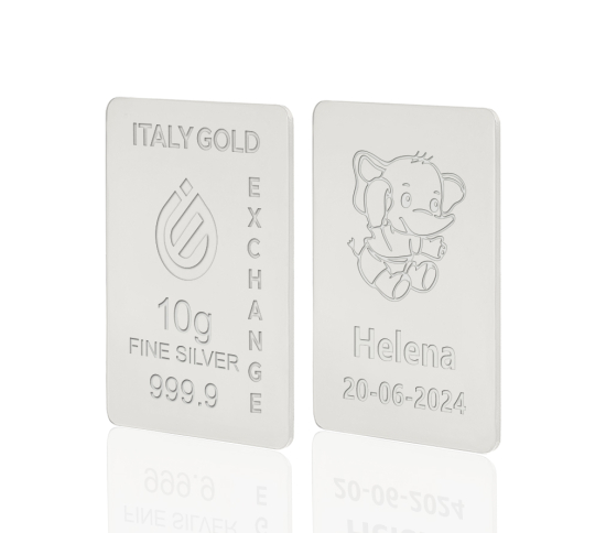 Lingou  de Argint Pur cadou pentru Naștere de 10 g. IGE GOLD