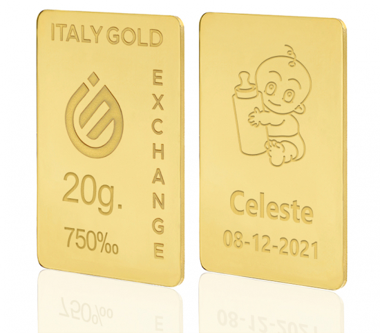 Lingotto Oro regalo per Nascita 18 Kt da 20 gr. IGE GOLD