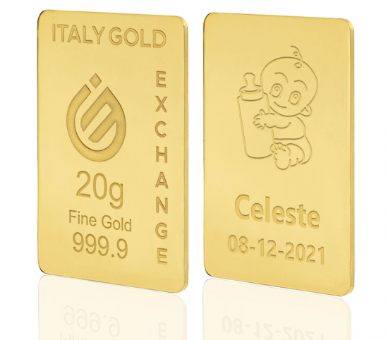 Gold ingot gift for Baby Birth - 24Kt - 20gr IGE GOLD