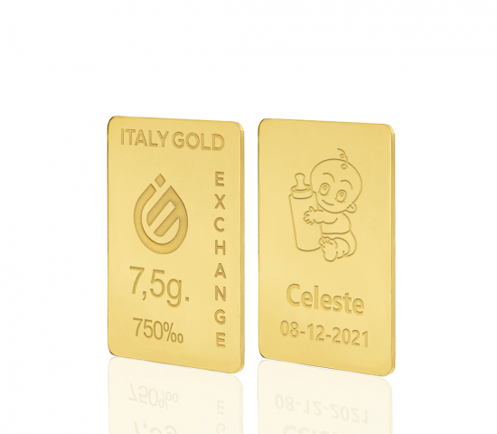 18 Karat Geburtsgeschenk Goldbarren aus 7,5 g IGE GOLD