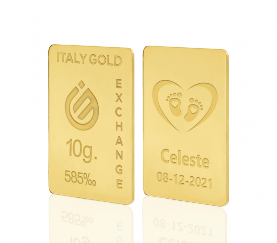 Lingou de Aur cadou pentru Naștere 14 K de 10 g.  IGE GOLD