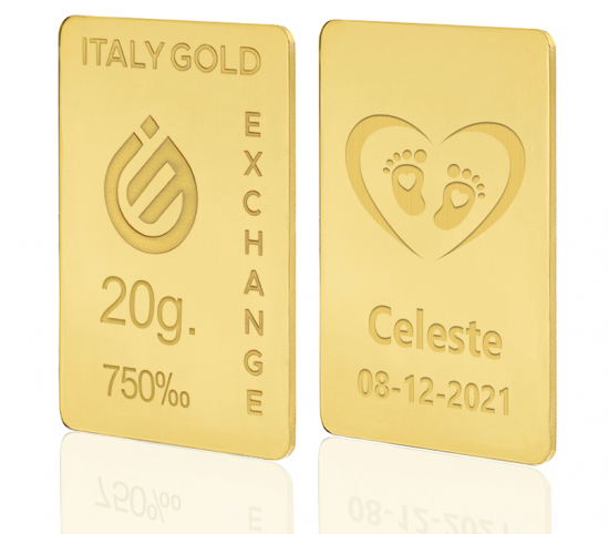 Lingou de Aur cadou pentru Naștere 18 K de 20 g. IGE GOLD
