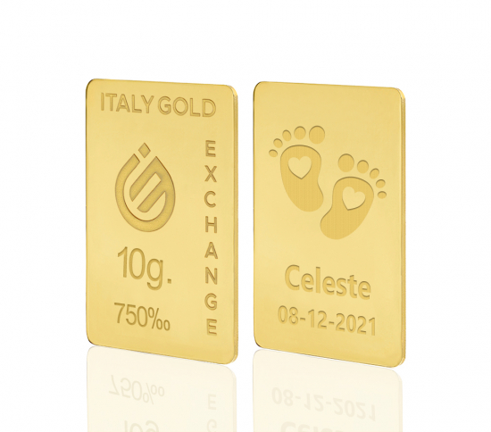 Gold ingot gift for Baby Birth - 18Kt - 10gr IGE GOLD