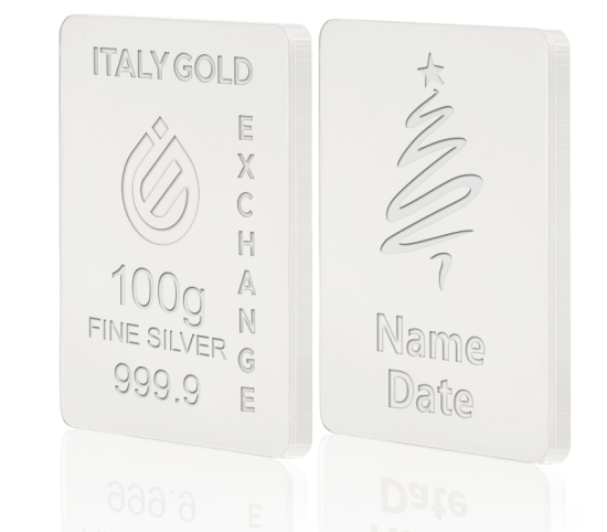 Lingou de Argint Pur cadou pentru Crăciun de 100 g. IGE GOLD