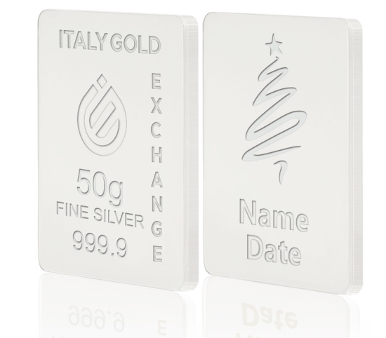 Lingou de Argint Pur cadou pentru Crăciun de 50 g. IGE GOLD
