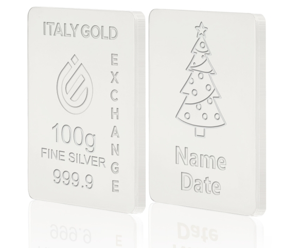 Lingou de Argint Pur cadou pentru Crăciun de 100 g. IGE GOLD