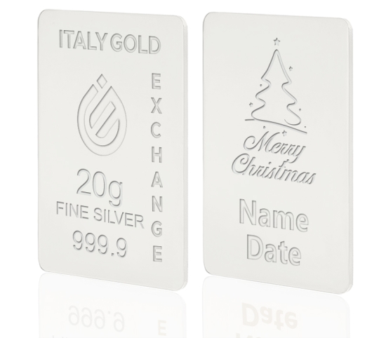 Lingou de Argint Pur cadou pentru Crăciun de 20 g. IGE GOLD