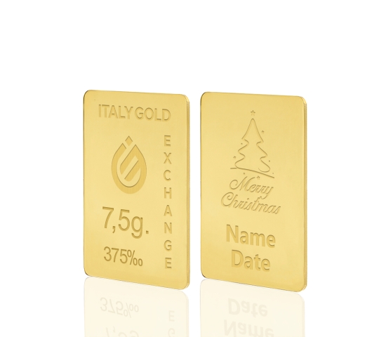 Lingou de Aur 9 k de 7,5 g. Brad de Crăciun IGE GOLD