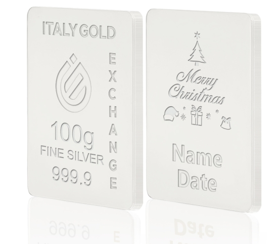 Lingou de Argint Pur cadou pentru Crăciun de 100 g. IGE GOLD