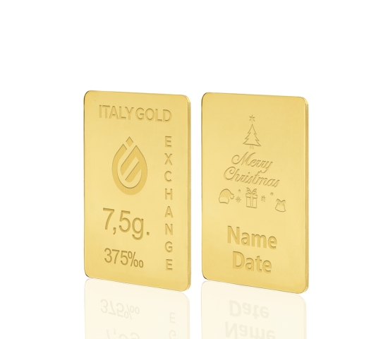 Lingou de Aur 9 k de 7,5 g. Brad de Crăciun IGE GOLD