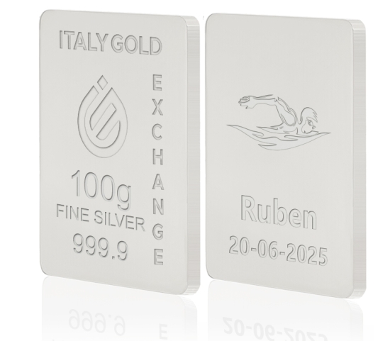 Lingotto Argento Puro 100 gr.  sport nuoto IGE GOLD