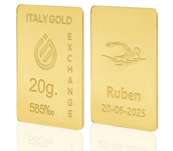 Lingotto Oro sport nuoto 14 Kt da 20 gr. IGE GOLD
