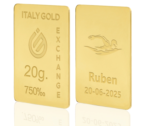 Lingotto Oro sport nuoto 18 Kt da 20 gr. IGE GOLD