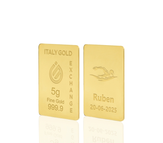 Lingotto Oro 24Kt da 5 gr. sport nuoto IGE GOLD