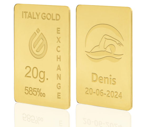 Lingotto Oro sport nuoto 14 Kt da 20 gr. IGE GOLD