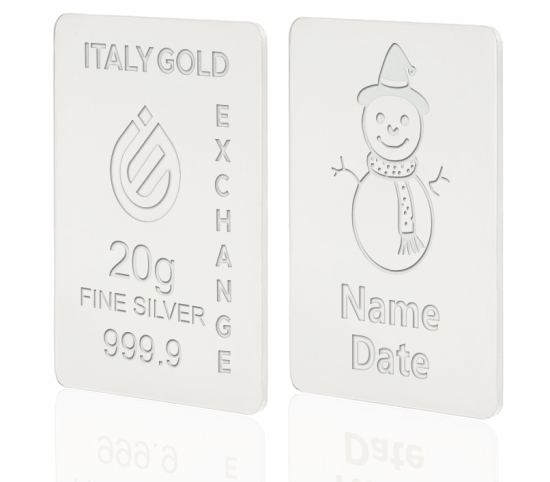 Lingou de Argint Pur cadou pentru Crăciun de 20 g. IGE GOLD