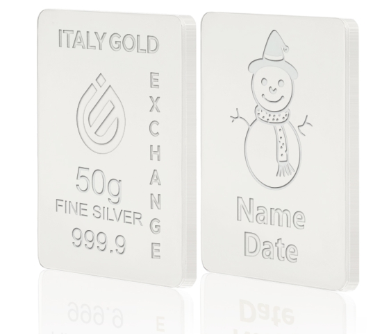 Lingou de Argint Pur cadou pentru Crăciun de 50 g. IGE GOLD