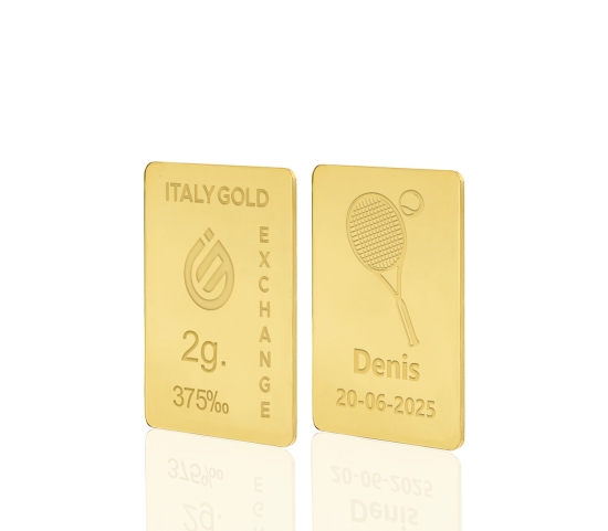 Lingotto Oro sport tennis 9 Kt da 2 gr. IGE GOLD
