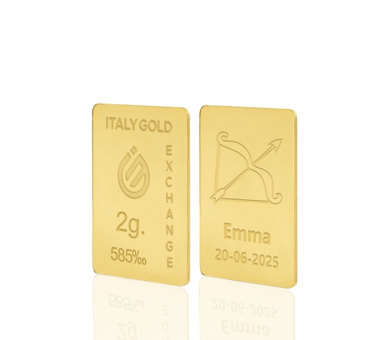 Lingotto Oro segno zodiacale Sagittario 14 Kt da 2 gr. IGE GOLD