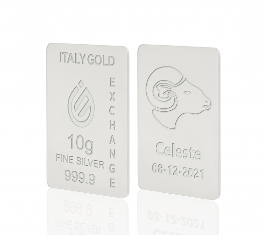 Sztabka Czyste Srebro 10 gr. ze znakiem zodiaku Baran  IGE GOLD