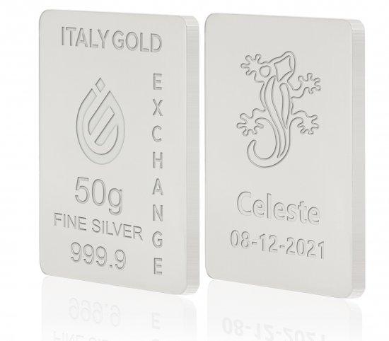 Sztabka Czyste Srebro 50 gr. Salamandra szczęścia  IGE GOLD