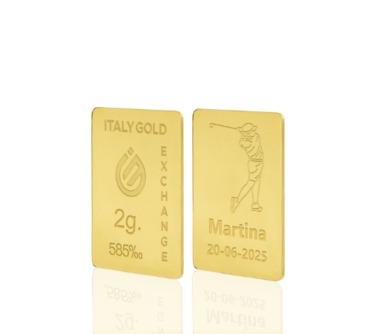 Gold ingot gift sport golf - 14Kt - 2gr IGE GOLD