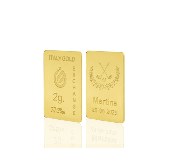 Gold ingot gift sport golf - 9Kt - 2gr IGE GOLD