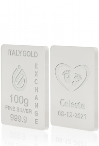Lingou de Argint Pur cadou pentru Naștere de 100 g. - Idee Cadou Evenimente Celebrative - IGE Gold