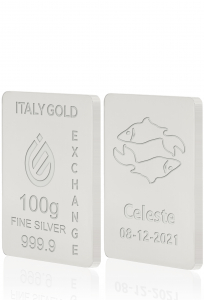 Lingou de Argint Pur semn zodiacal Pești 100 g. - Idee Cadou Semne Zodiacale - IGE Gold