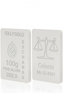 Lingotto Argento Puro 100 gr. segno zodiacale Bilancia  - Idea Regalo Segni Zodiacali - IGE Gold