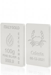 Lingot Argent Pur 100 g. signe du zodiaque Cancer - Idée cadeau Signes du Zodiaque - IGE Gold