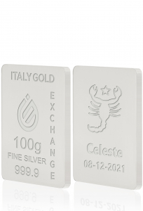 Lingotto Argento Puro 100 gr. segno zodiacale Scorpione  - Idea Regalo Segni Zodiacali - IGE Gold