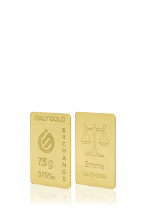 Lingot Or 9 ct de 7,5 g. signe du zodiaque Balance  - Idée cadeau Signes du Zodiaque - IGE Gold