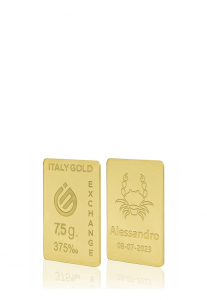 Lingotto Oro regalo 9Kt da 7,5 gr. segno zodiacale Cancro  - Idea Regalo Segni Zodiacali - IGE Gold