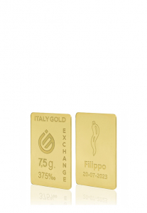 Lingote de Oro Cuerno de la suerte 9 Kt de 7,5 gr. - idea de regalo Amuleto de la suerte - IGE Gold