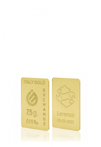 Lingotto Oro 14Kt da 7,5 gr. segno zodiacale Pesci  - Idea Regalo Segni Zodiacali - IGE Gold