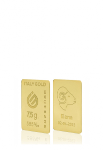 Lingotto Oro 14Kt da 7,5 gr. segno zodiacale Ariete  - Idea Regalo Segni Zodiacali - IGE Gold
