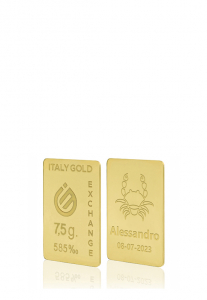 Lingotto Oro 14Kt da 7,5 gr. segno zodiacale Cancro  - Idea Regalo Segni Zodiacali - IGE Gold