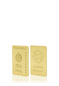 Lingotto Oro 18Kt da 7,5 gr. segno zodiacale Pesci  - Idea Regalo Segni Zodiacali - IGE Gold