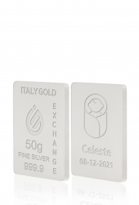 Reines Geburtsgeschenk Silberbarren aus 50 g - Geschenk-Ideen Feierlichen Veranstaltungen - IGE Gold