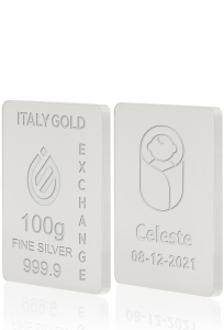 Reines Geburtsgeschenk Silberbarren aus 100 g - Geschenk-Ideen Feierlichen Veranstaltungen - IGE Gold