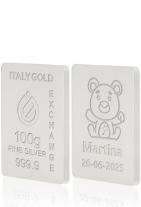Sztabka Czyste Srebro 100 gr. w prezencie na Narodziny  - Pomysł na prezent Narodziny - IGE Gold