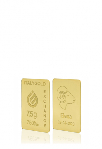 Lingotto Oro 18Kt da 7,5 gr. segno zodiacale Ariete  - Idea Regalo Segni Zodiacali - IGE Gold