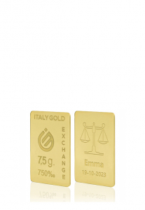 Lingot Or 18 ct de 7,5 g. signe du zodiaque Balance - Idée cadeau Signes du Zodiaque - IGE Gold