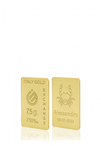 Lingotto Oro 18Kt da 7,5 gr. segno zodiacale Cancro  - Idea Regalo Segni Zodiacali - IGE Gold