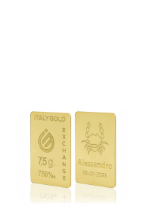 Lingot Or 18 ct de 7,5 g. signe du zodiaque Cancer - Idée cadeau Signes du Zodiaque - IGE Gold