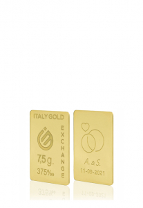 Lingotto Oro 9Kt da 7,5 gr. per Matrimonio  - Idea Regalo Eventi Celebrativi - IGE Gold